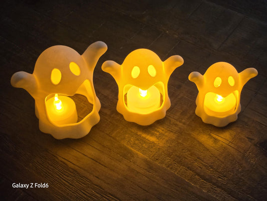 3 Peice Ghost Candle Display With tealights