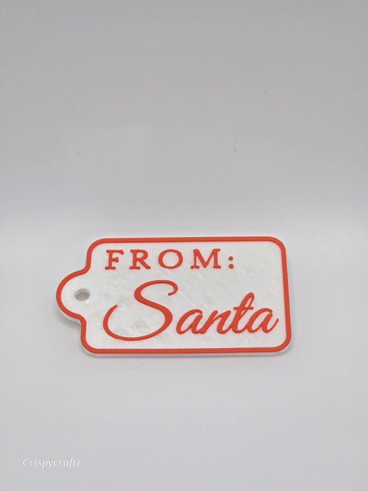 From Santa Christmas Tags, Hard Plastic