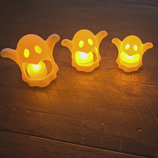 3 Peice Ghost Candle Display With tealights